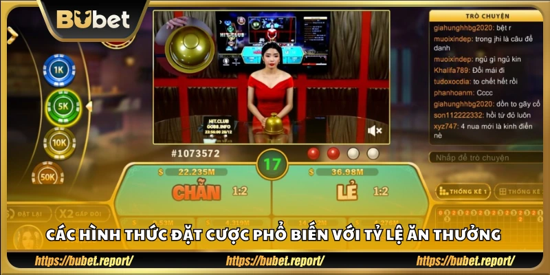 Các kiểu cược thường gặp và mức thưởng tương ứng